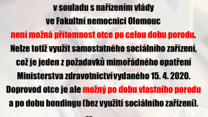 Tatínci mohou na část porodu a bonding
