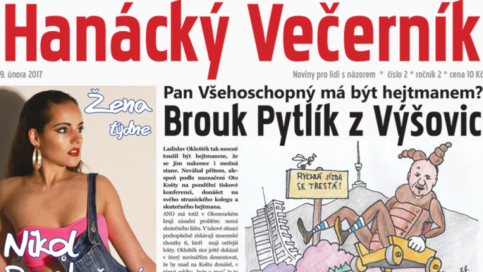 Tištěný Hanácký Večerník: S broukem Pytlíkem na titulu